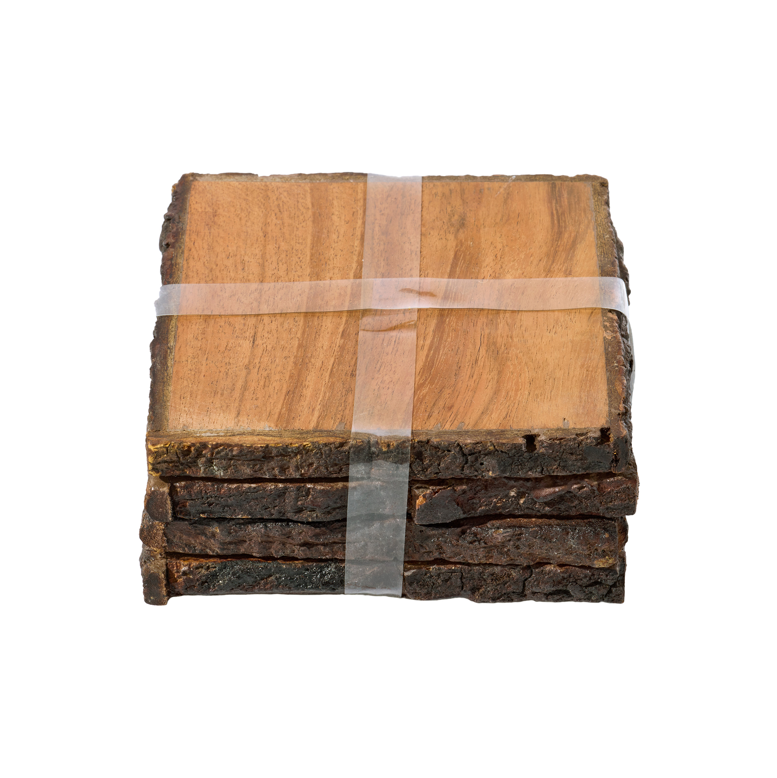 Kamenstein 4 Piece Square Acacia Bark Coaster Set