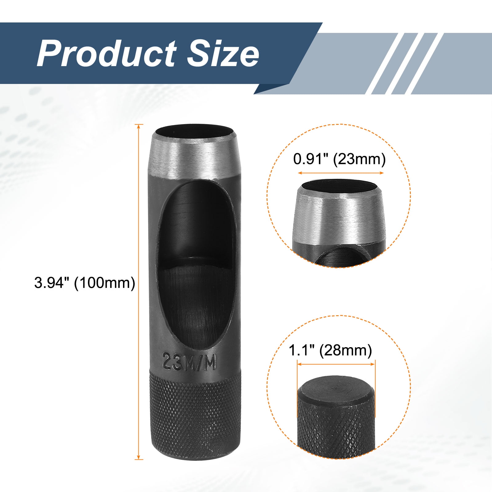 Uxcell 2pcs Leather Hole Punch 23mm Hollow Round Hole Puncher Cutter Carbon Steel Tool for Watch Cloth Belt Gaskets DIY Leather Craft Repair, Black