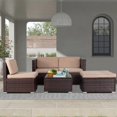 thumbnail image 2 of FDW 5-Piece Outdoor Patio Set, Rattan Wicker Sofa, Chairs & Table for Garden, Porch, Balcony, Poolside – Khaki, 2 of 7