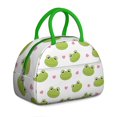 thumbnail image 1 of Nature-Inspired Green Frog Lunch Tote, Reusable Insulated Lunch Box with Flower and Plant Pattern, Great for Work, Picnic, or Weekend Travel, 1 of 4