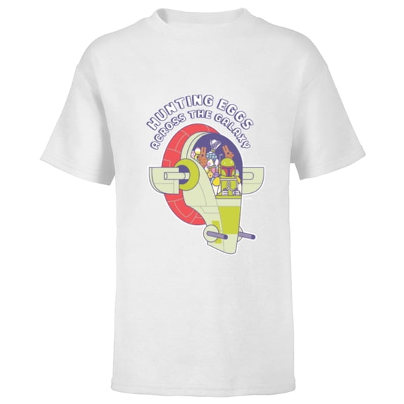 Star Wars Boba Fett Hunting Eggs Across the Galaxy - Short Sleeve T-Shirt for Kids - Customized-White