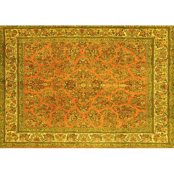 Ahgly Company Indoor Rectangle Persian Yellow Traditional Area Rugs, 5' x 7'