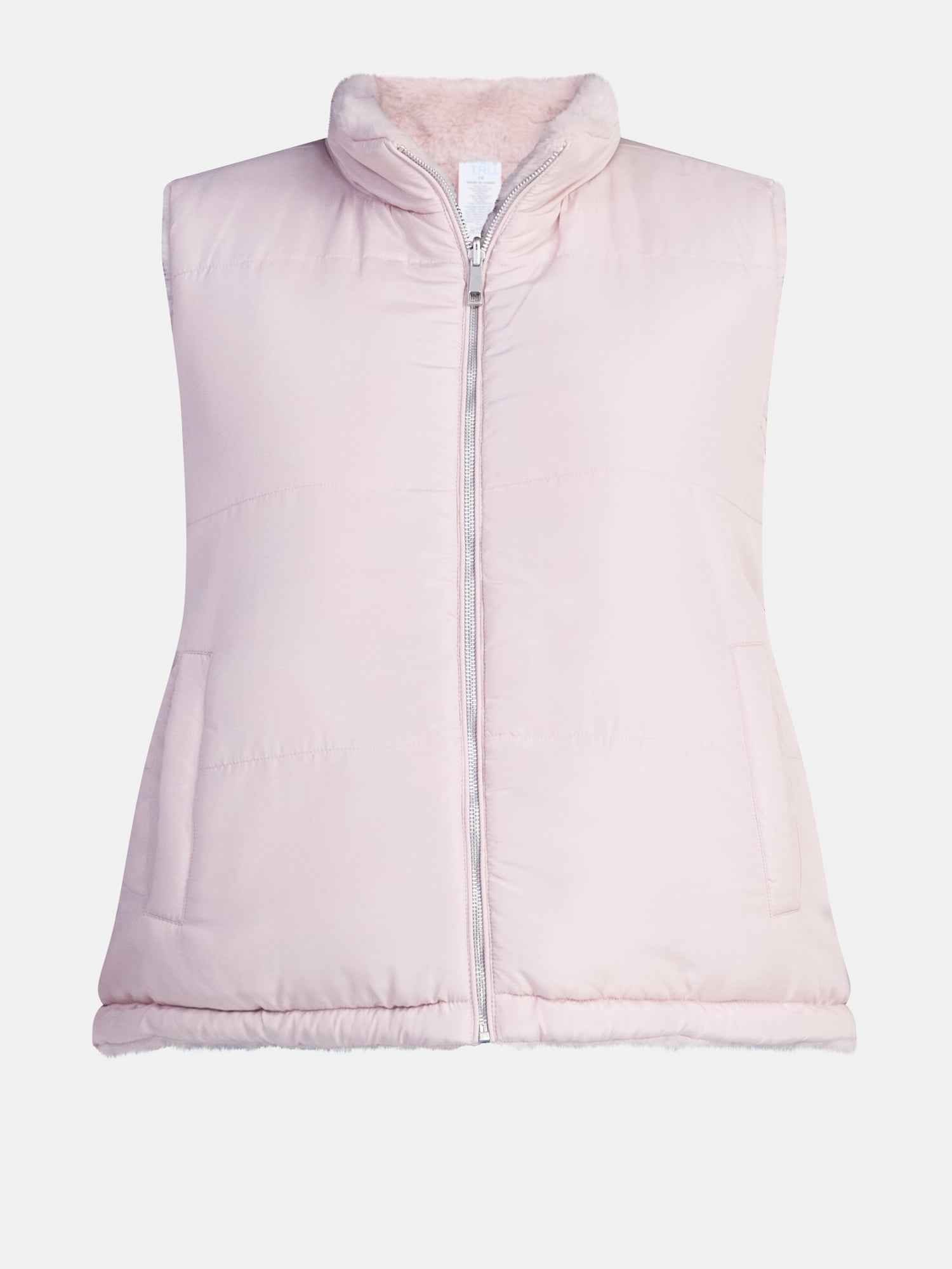 Time and Tru Women's and Women's Plus Faux Fur Reversible Vest, Sizes XS-2X