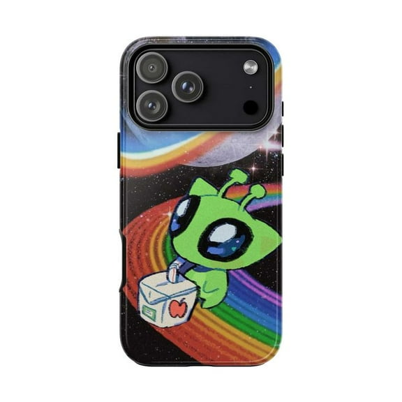 Aesthetic Space Alien Phone Cover, Rainbow Cosmic Vibe Protective Case for iPhone 17 16 15 14 13 12 11 Series