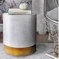 thumbnail image 5 of TOV Furniture Dimple White and Gold Round Hand Hammered Side Table, 5 of 6