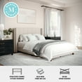 thumbnail image 3 of Martha Stewart Kay Full Upholstered Platform Bed with Channel Stitched Wingback Headboard and Cushioned Siderails, Wood Slat Foundation, No Box Spring Needed, Beige, 3 of 11