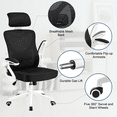 thumbnail image 4 of Alden Design High Back Ergonomic Mesh Office Chair with Adjustable Padded Headrest, White/Black, 4 of 9