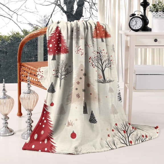 40"x50" Christmas Plaid Flannel Throw Blanket Cozy Winter Holiday Pattern Blanket for Sofa Couch Bed Home Decor
