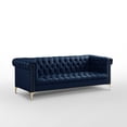thumbnail image 4 of Oxford PU Leather Button Tufted with Gold Nailhead Trim Gold Metal Y-leg Sofa, Navy, 4 of 5