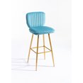 thumbnail image 1 of HOMEFUN 40.55 in. Light Blue High Back Metal Frame Counter Height Cushioned Bar Stool with Velvet Seat and Footrest, 1 of 6