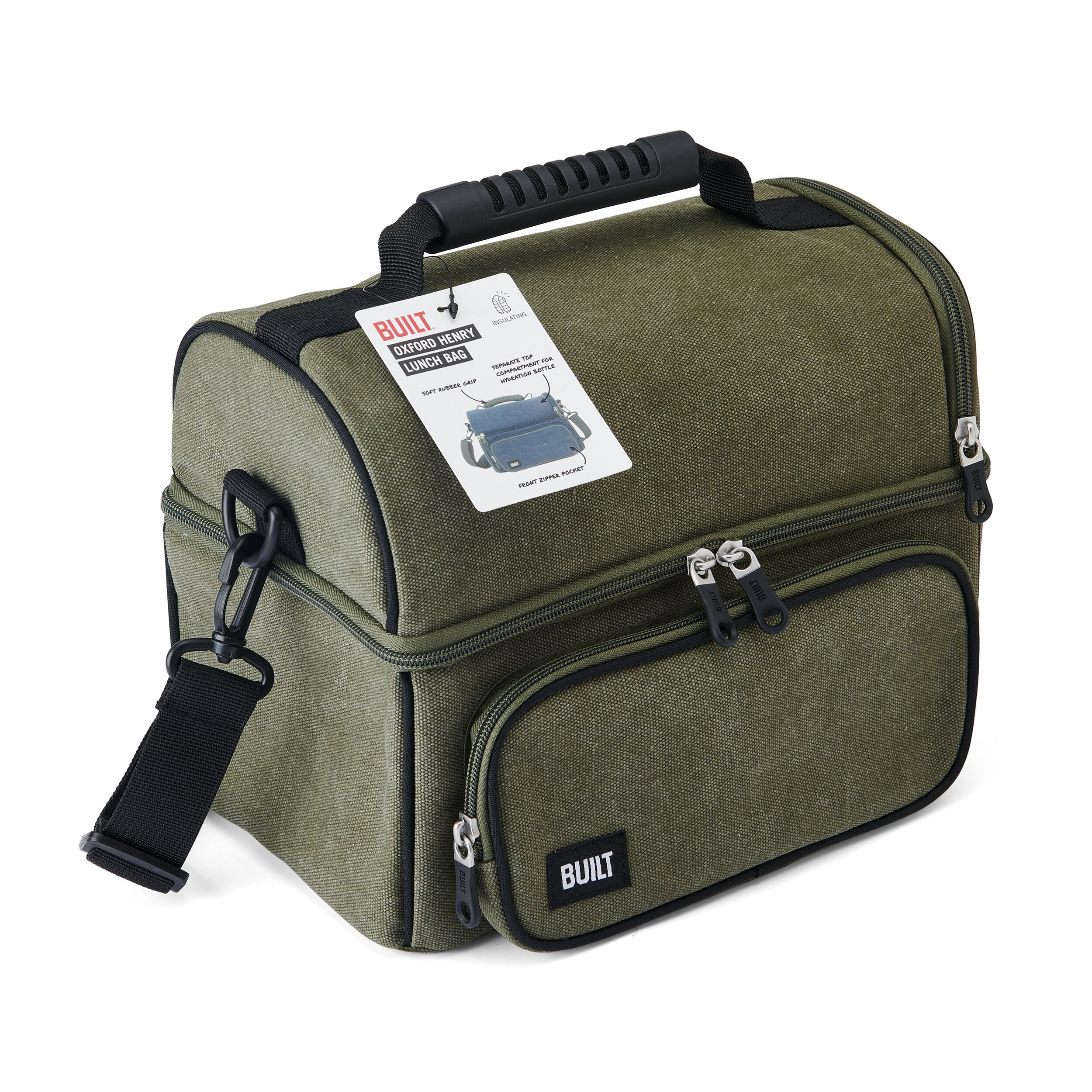 BUILT Oxford Henry Adult Lunch Bag in Sage Green