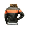 thumbnail image 2 of Redline Women's Orange Stripe Cowhide Leather Motorcycle Jacket, L-100B/O (2XL), 2 of 3
