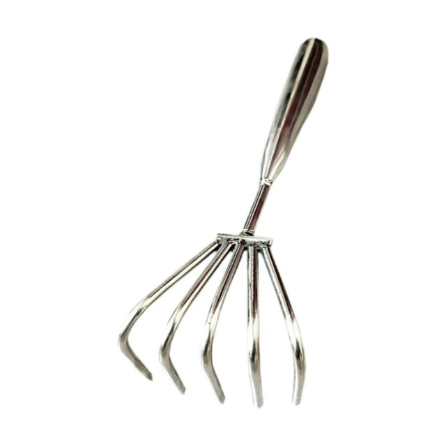 S SERENABLE Stainless Steel Claws Rake Hand Rake for Loosening Beach Clamming Accessories 5 tooth 9cm