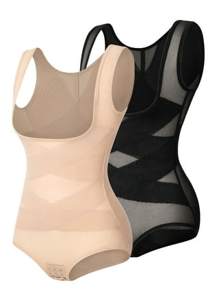 SLIMBELLE Thong Bodysuit Shapewear for Women Tummy Control Jumpsuit Tops -  Open Bust Body Shaper Built-in Bra 