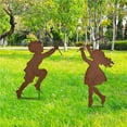 thumbnail image 4 of Bewildely Siluetas de niño y niña, silueta de jardín a prueba de herrumbre, escultura de jardín resistente al desgaste, decoración de estaca Decoración del hogar, 4 of 6