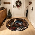 thumbnail image 5 of Sahpxhe Christmas Round Area Rug, 3D Optical Illusion Steam Train Tunnel Pattern Door Mat for Home Porch Indoor Holiday Decor, 5 of 5