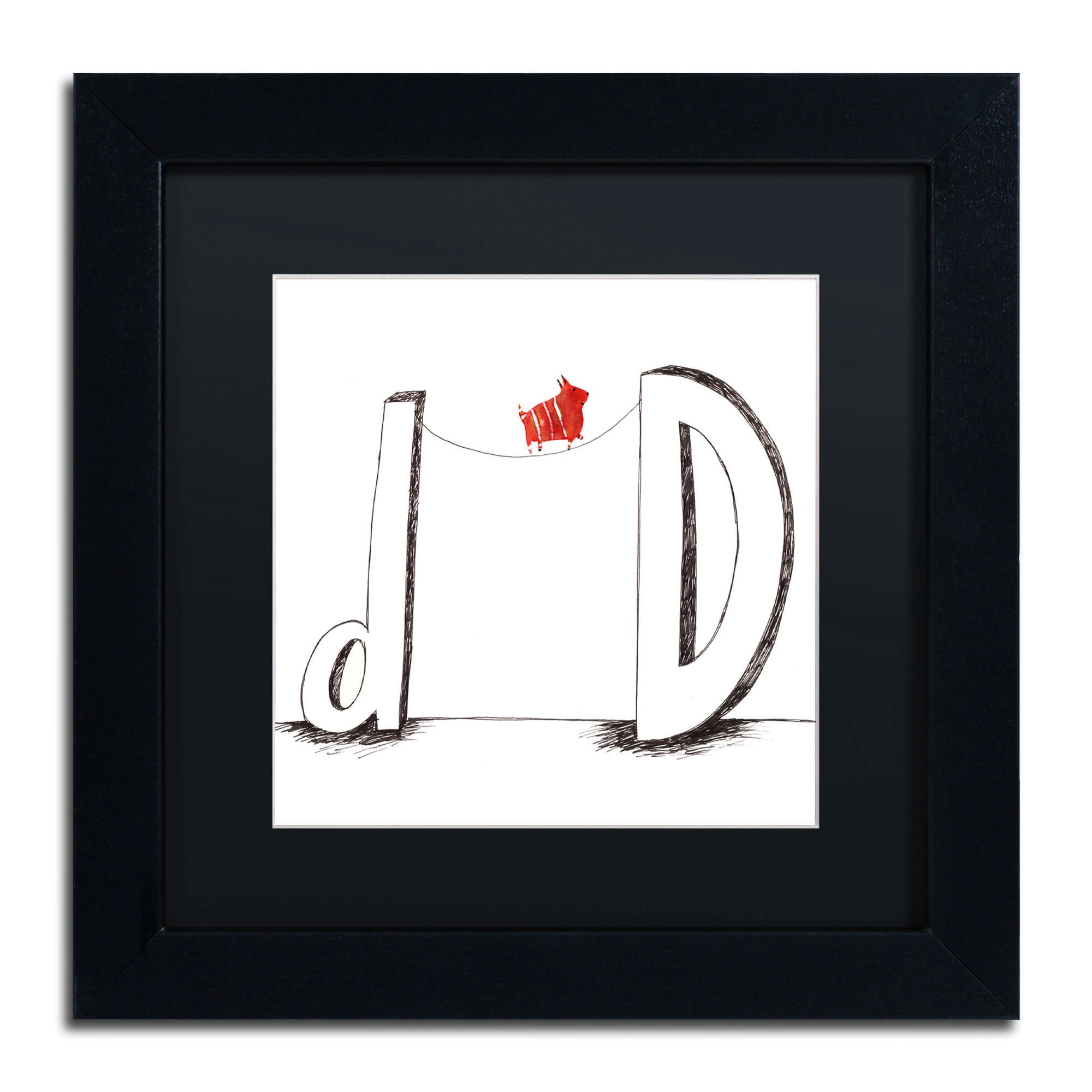 Carla Martell 'D is for Dog' Black Matted Framed Art