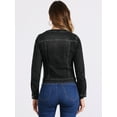 thumbnail image 4 of DARING DIVA Women's Button Down Collarless Cropped Denim Jacket XS Black, 4 of 6