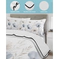 thumbnail image 4 of Blue Beige Spring Floral Summer Quilt Set Twin Size, Soft Microfiber Quilted Bedding Set with 2 Pillow Shams, Summer Botanical Watercolor Lightweight All Season Bedspread Coverlet for Bedroom 68"x86", 4 of 6
