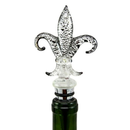 Food Saver Corks Ebros Gift French Fleur De Lis Wine Bottle Stopper Acrylic Topper Metal Rubber Cork Party Hosting Accessory 5 7/8