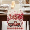 thumbnail image 3 of Table Runners 90 Inches Long Dress Scarves, Valentine's Day Farmhouse Coffee/Dining/Kitchen Table Runner for Living Room, Pink Love Balloons Trees Truck Plaid Beige 13x90 Inch, 3 of 9