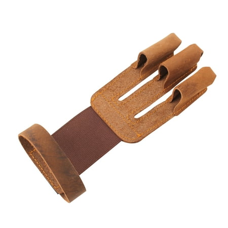 Brown Shooting 3 Finger Protector Glove Guard For Archery Hunting Pull Bow