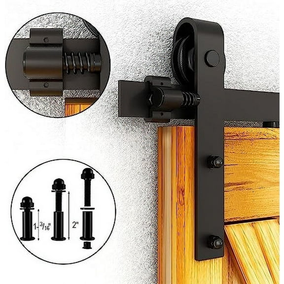 TSMST 4FT/48 Sliding Barn Door Hardware Kit, 4-10FT Track Kit Fit 24" Wide Single Wood Door, Heavy Duty, Smooth and Quiet, Easy to Install, Black J Shape