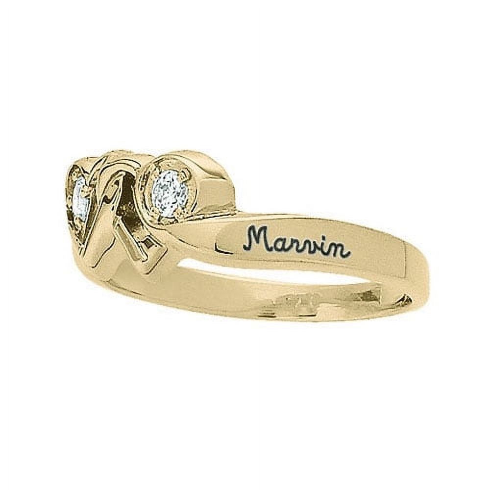 Personalized Family Jewelry Couple's Loving Promise Ring with Diamonds available in 10kt and 14kt Yellow and White Gold - image 3 of 5