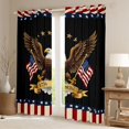 thumbnail image 2 of Manfei Bald Eagle Us Flag Kitchen Curtains,Red Stripes Black Out Curtains Pack of 2 (42x63 Each),Black, 2 of 7