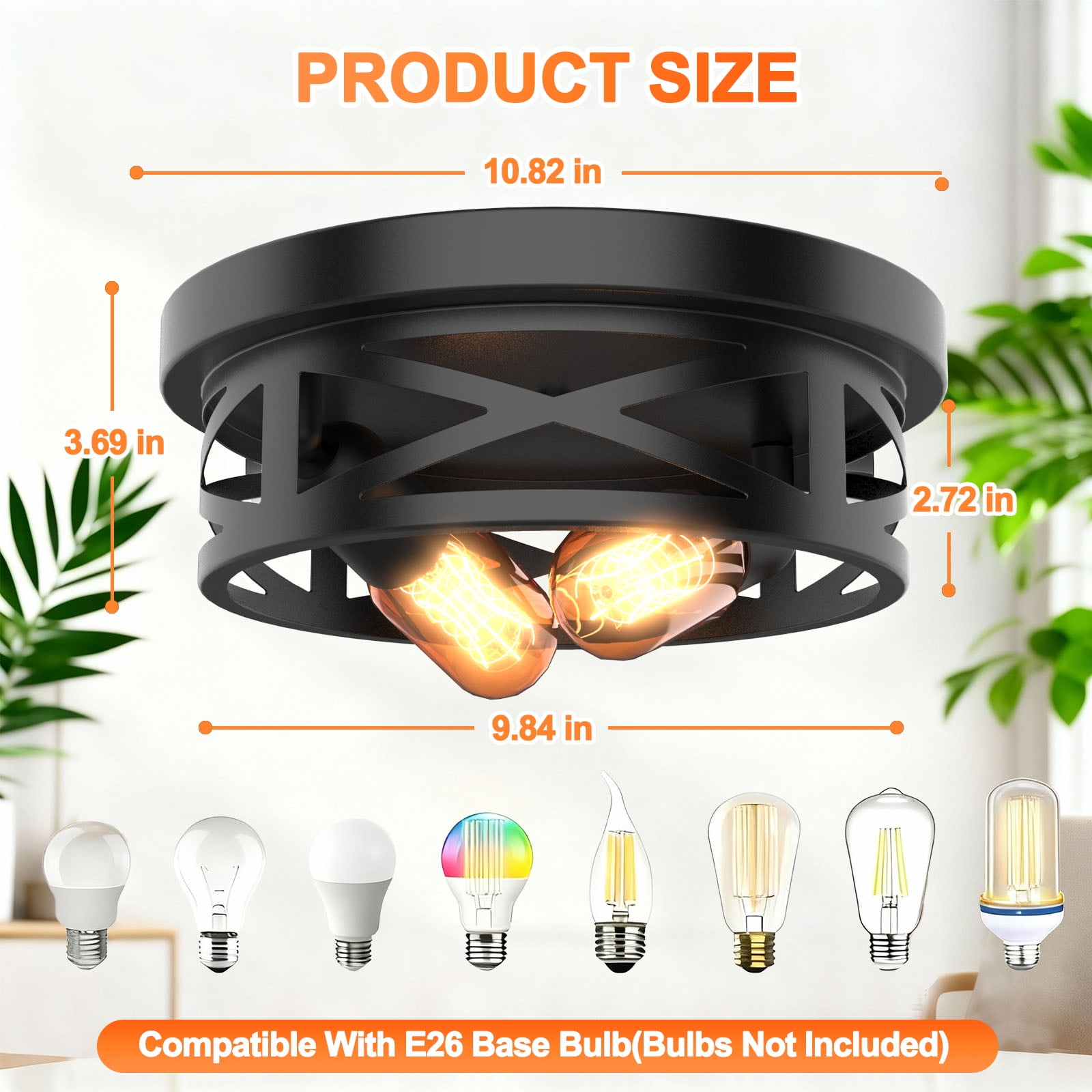 Flush Mount Ceiling Light, 2-Light Ceiling Light Fixture for Hallway, Kitchen, Farmhouse(2PCS)
