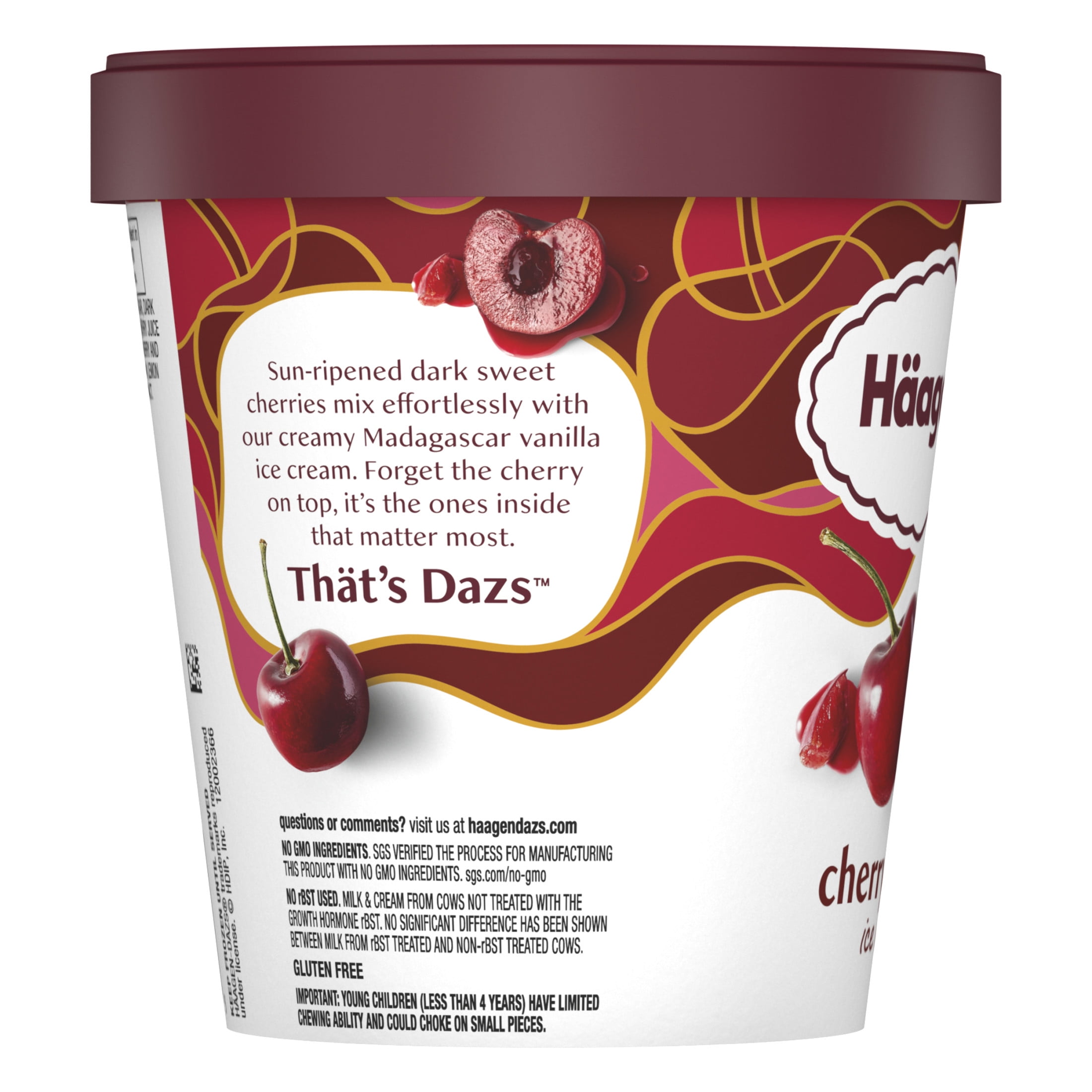 Haagen Dazs Cherry Vanilla Ice Cream, Gluten Free, Kosher, 14oz