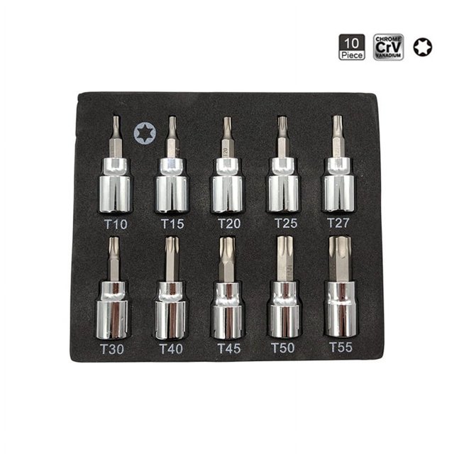 Juego de 10 manguitos de presión hexagonales de 3/8 de IMCBSTT, manguitos de presión en estrella, manguitos hexagonales estriados Torx