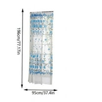 Lilixerw Peony Sheer Window Curtain for Bedroom,Floral Embroidered Gauze Valance Curtain for Living Room,Lace Cafe Curtain Panel,Blue