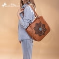 thumbnail image 6 of Montana West Vintage Western Tooling Tote Bag & Wallet Set for Women | Studded Top Handle Shoulder Handbag, Brown, 6 of 7