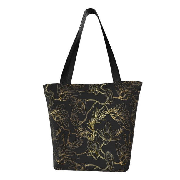Disketp Gold Gloss Outline Floral Bolsa de Hombro Casual para Mujer, Bolso Cruzado para Compras, Viajes y Uso Diario
