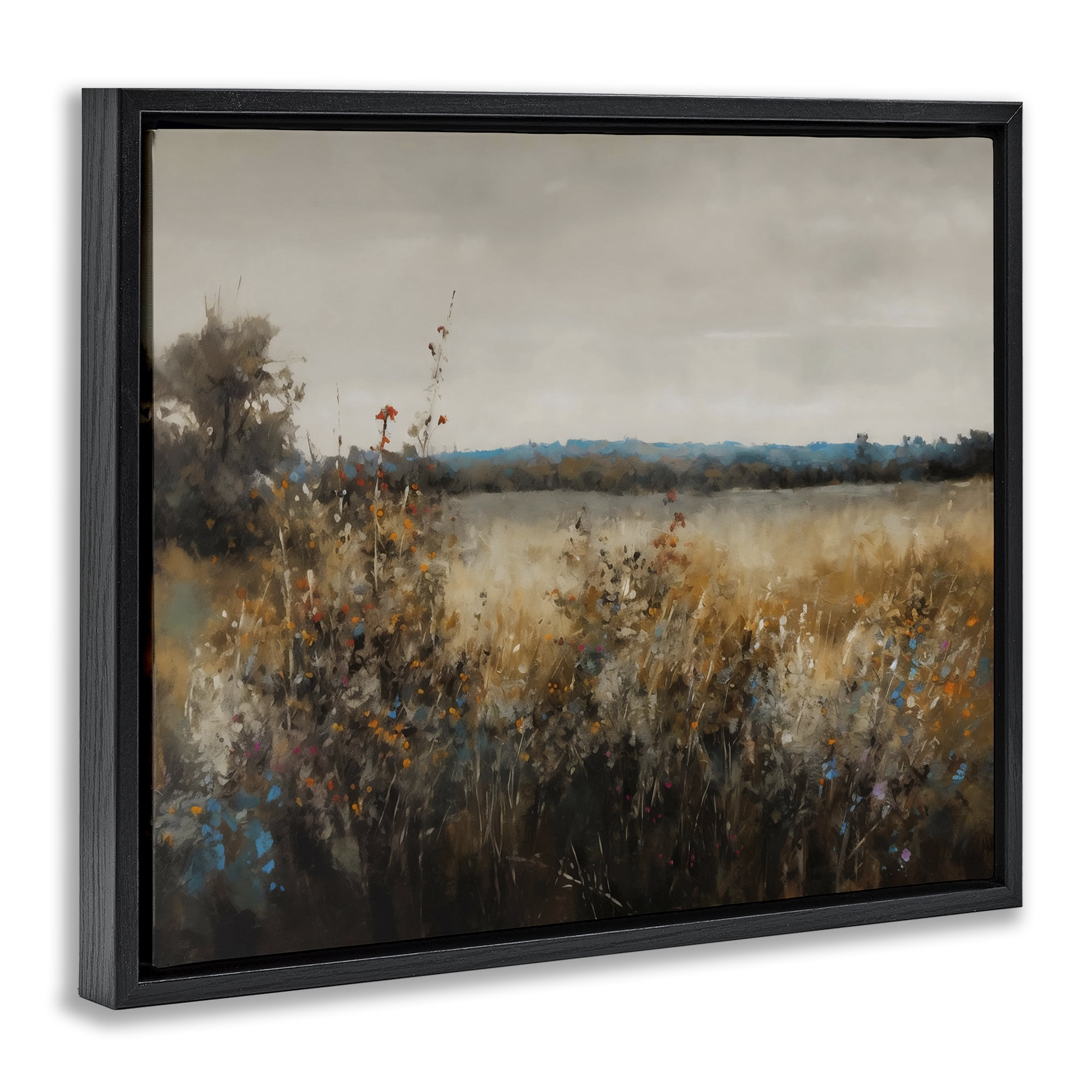 Stupell Industries Abstract Grunge Meadow Black Framed Floater Canvas Wall Art, design by Creative Studio