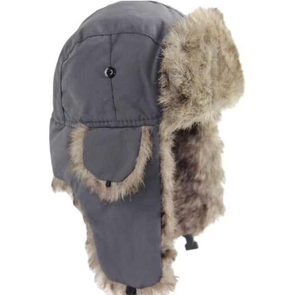 Warm Russian Trooper Hat Winter Skiing Cap Women Men Windproof Gray