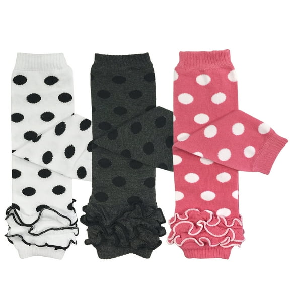 Wrapables® Baby 3-Pair Leg Warmers O/S Dots and Ruffles