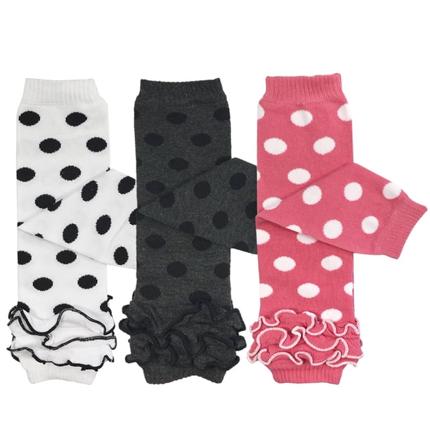 Wrapables® Baby 3Pair Leg Warmers O/S Dots and Ruffles