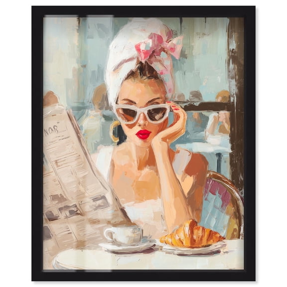 Senorita Croissant Shadowbox Print Fashion Art by Art Remedy, Black Frame, 16 x 20