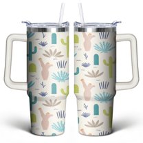 Cactus 30 Oz Tumbler with Handle Lid and Straw, Stainless Steel Double Walled Vacuum Insulated Cup, Cute Anniversary Wedding Birthday Gifts Tumbler for Women Men Friends Outdoor Indoor