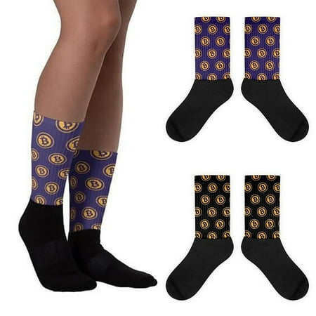 

Naturegr Creative Bitcoin Print Color Block Men Women Breathable Middle Tube Crew Socks