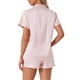 thumbnail image 3 of Conjuntos de pijama para mujer INSPIRE CHIC, camiseta de manga corta con botones y pantalones cortos, conjuntos de lounge XL en color rosa, 3 of 5