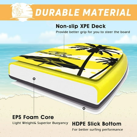 Resenkos Surfboard Stand Up Paddle Board Lightweight Super Bodyboard Surfing with EPS Core Boarding-L