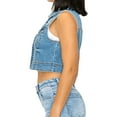 thumbnail image 3 of FashionMille Women Boxy Fit Washed Button Up Sleeveless Distressed Cropped Jean Denim Vest Jacket, 3 of 4