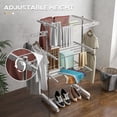 thumbnail image 4 of HOMCOM 3-Tier Clothes Drying Rack, Stainless Steel Laundry Rack with 2 Side Wings and 6 Castors, Collapsible Adjustable Clothes Airer for Indoor Outdoor, 4 of 10