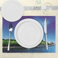 thumbnail image 3 of Ambesonne Eiffel Tower Place Mats Set of 4, Eiffel at Sunrise, Standard Size, Navy Blue Green Cream, 3 of 6