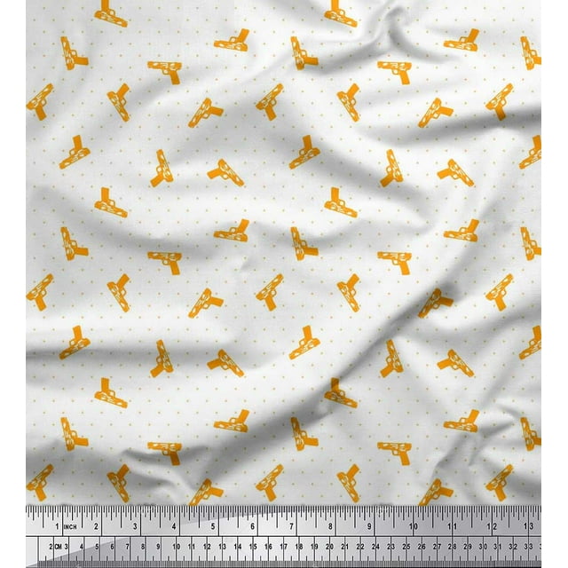 Soimoi Rayon Fabric Dot & Weapon Decor Fabric Printed Yard 42 Inch Wide