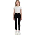 thumbnail image 2 of Kids Skinny Jeans 3-15 Years, Boys Girls High Waist High Stretch Slim Fit Denim Pants Elastic Waist Casual Long Trousers for Spring Autumn Black 5-6Years, 2 of 8