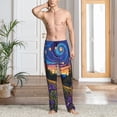 thumbnail image 2 of Sigee Galactic Night Over Meadow print Men's Pajama Pants Lounge Sleep Bottoms with Elastic Waistband and Pockets-Large, 2 of 6